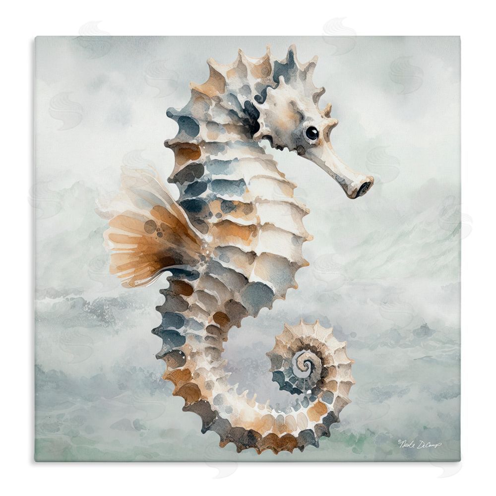 Nicole DeCamp Detailed Ocean Seahorse Stretched Canvas Wall Art Print
