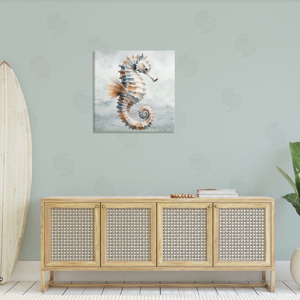 Nicole DeCamp Detailed Ocean Seahorse Canvas Wall Art in Room