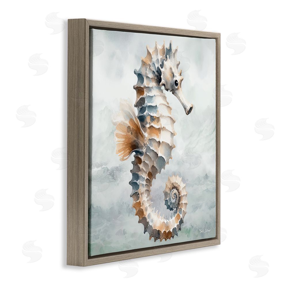 Nicole DeCamp Detailed Ocean Seahorse Brown Floating Frame Canvas Wall Art Print