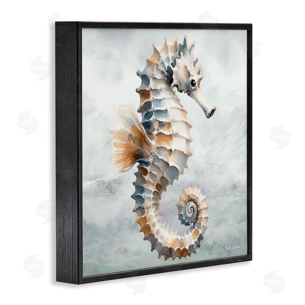 Nicole DeCamp Detailed Ocean Seahorse Black Framed Glicee Wall Art Print