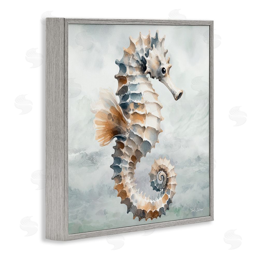 Nicole DeCamp Detailed Ocean Seahorse Gray Framed Glicee Wall Art Print
