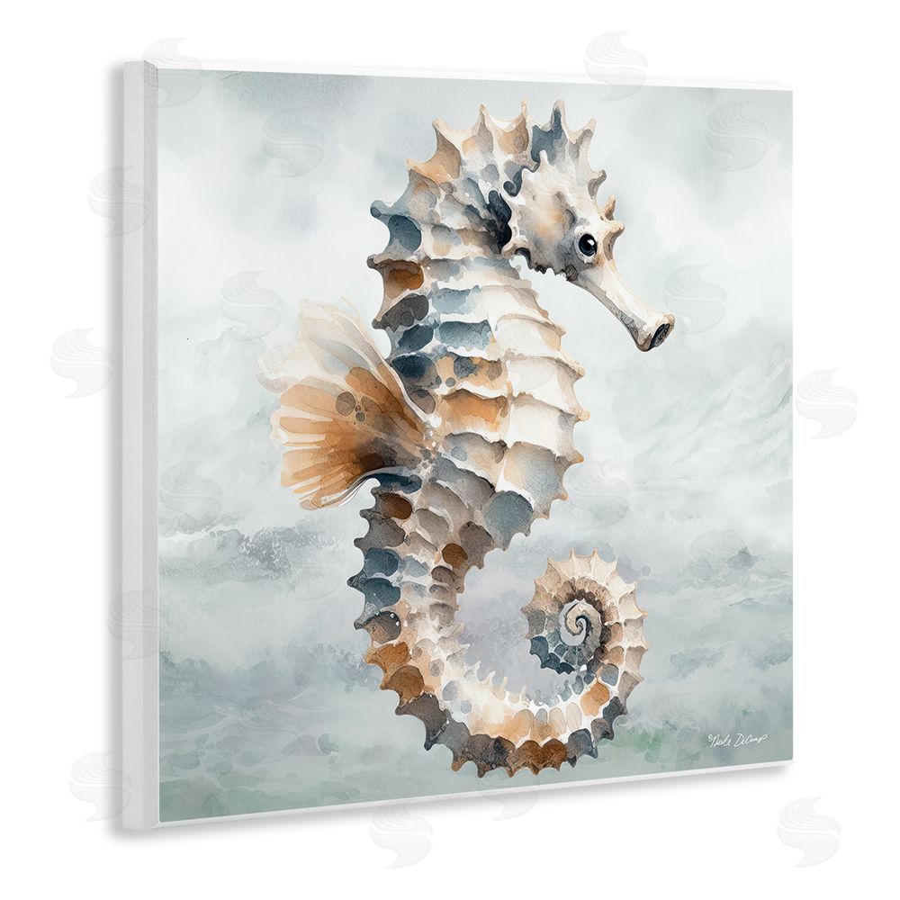Nicole DeCamp Detailed Ocean Seahorse Wooden Wall Plaque Art Print