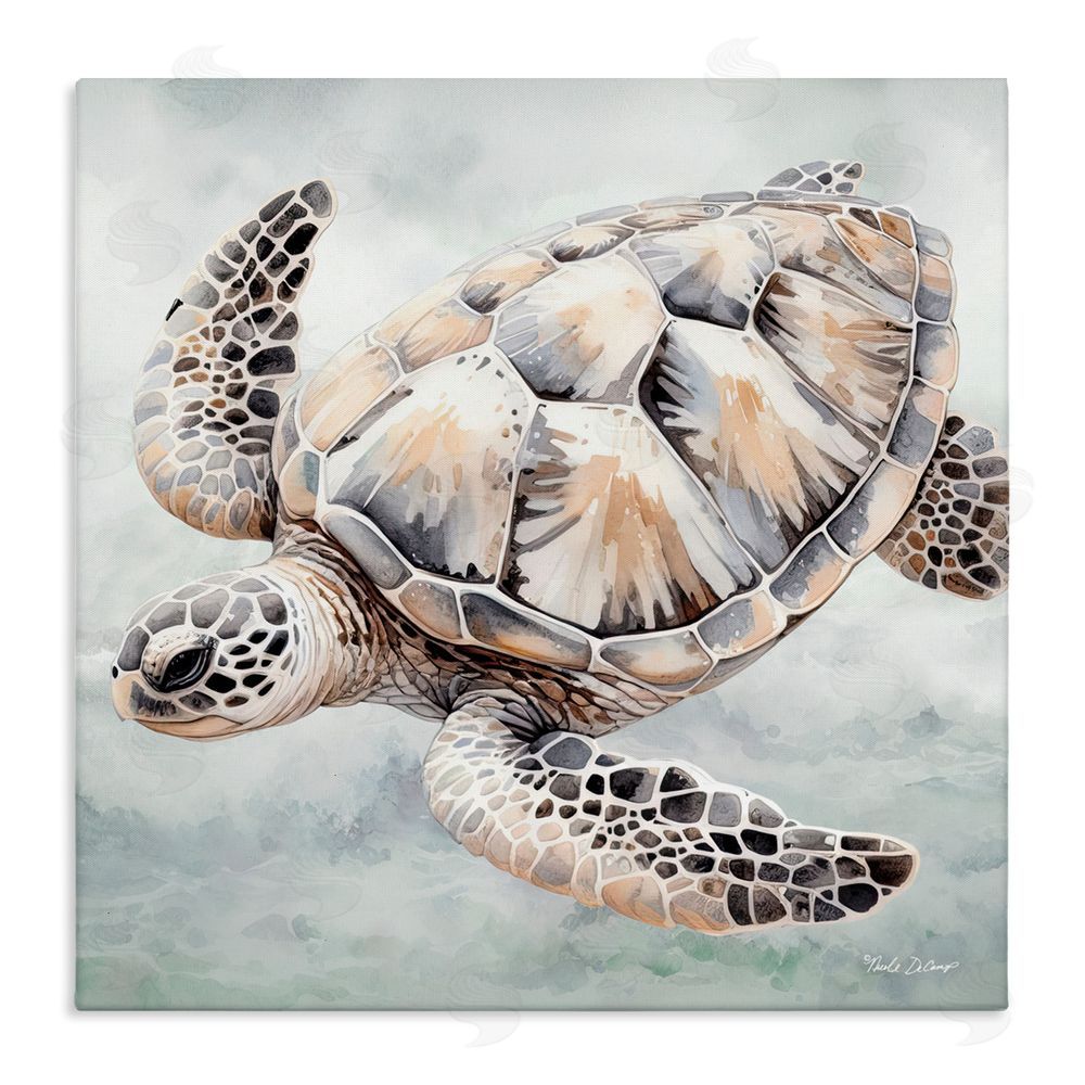 Nicole DeCamp Detailed Sea Turtle Stretched Canvas Wall Art Print