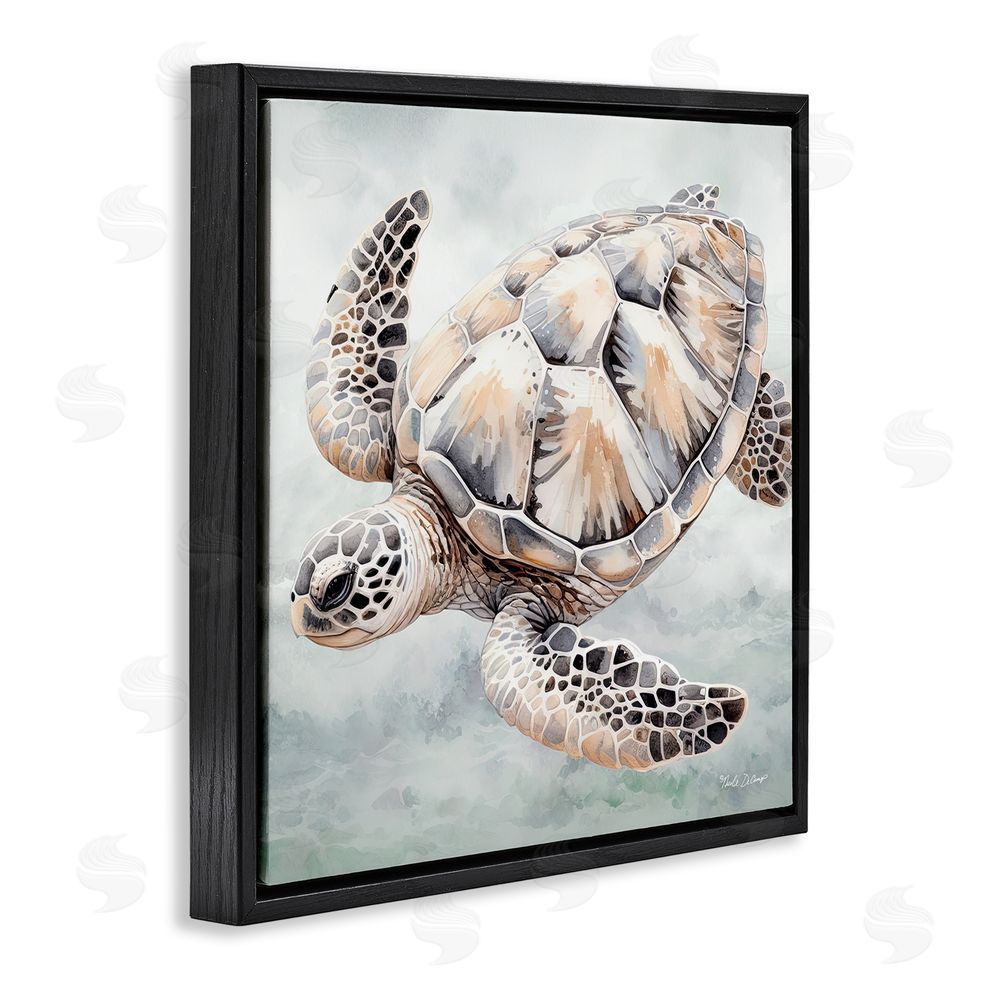 Nicole DeCamp Detailed Sea Turtle Black Floating Frame Canvas Wall Art Print