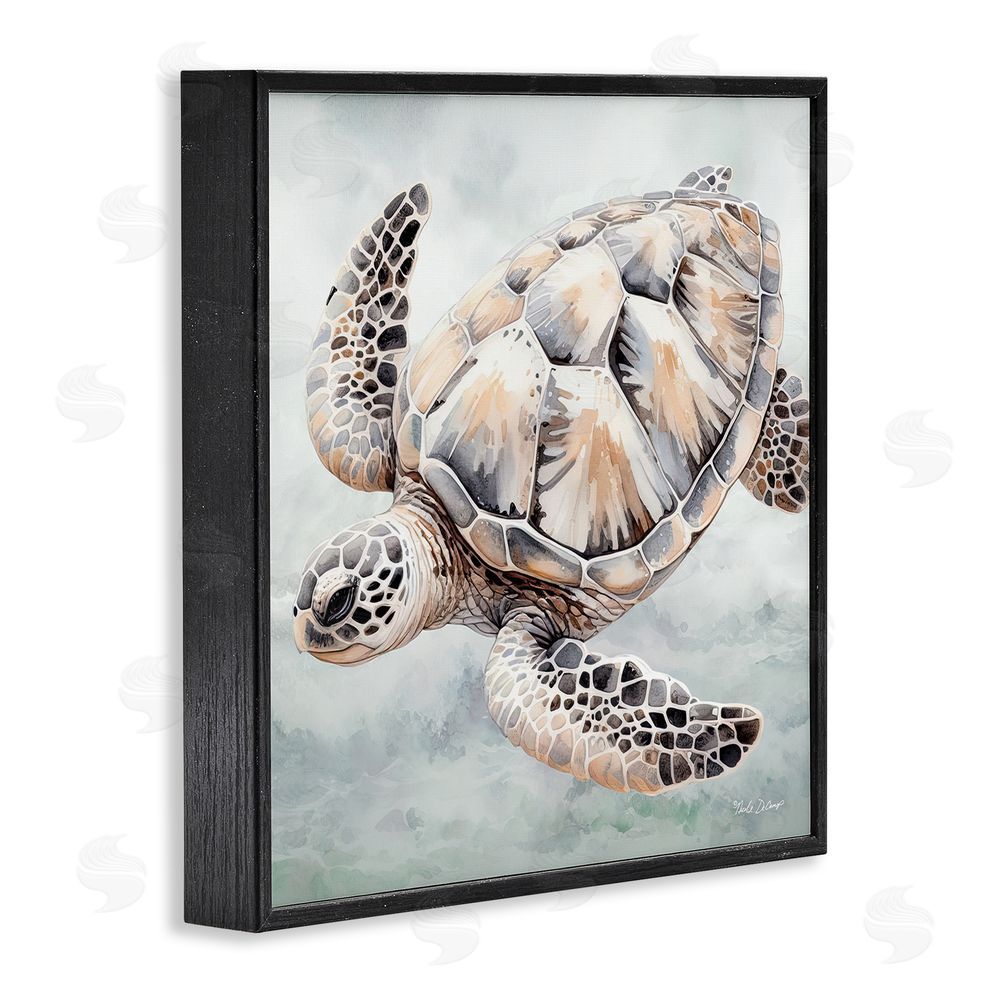 Nicole DeCamp Detailed Sea Turtle Black Framed Glicee Wall Art Print