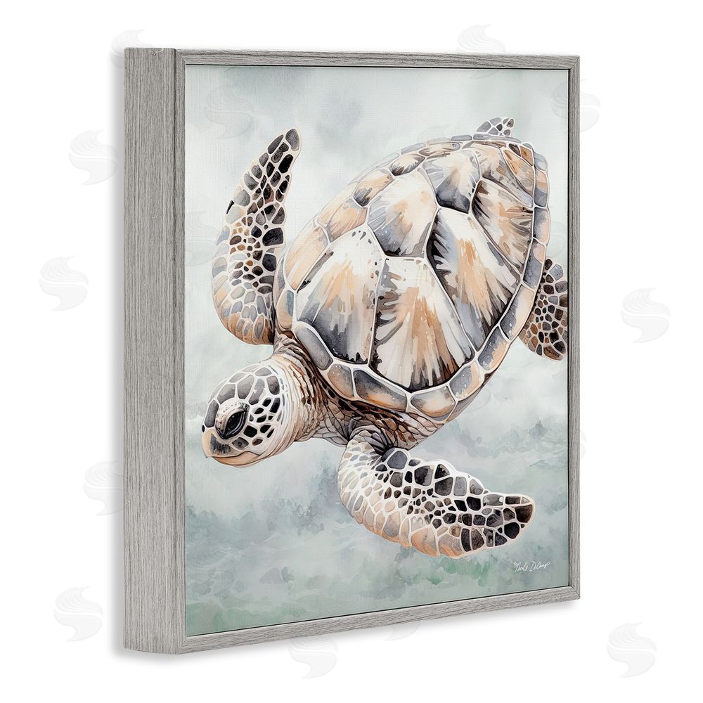 Nicole DeCamp Detailed Sea Turtle Gray Framed Glicee Wall Art Print