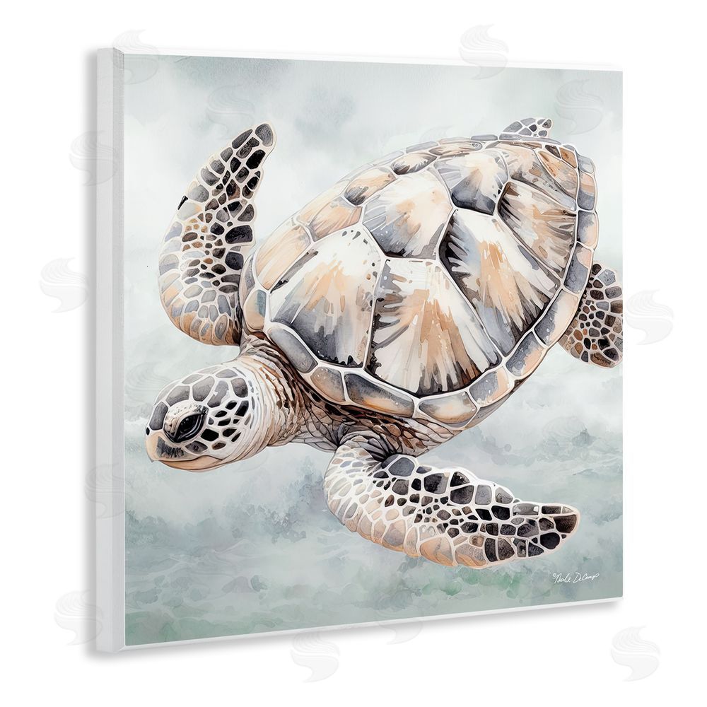 Nicole DeCamp Detailed Sea Turtle Wooden Wall Plaque Art Print