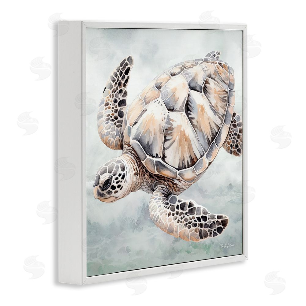 Nicole DeCamp Detailed Sea Turtle White Framed Glicee Wall Art Print