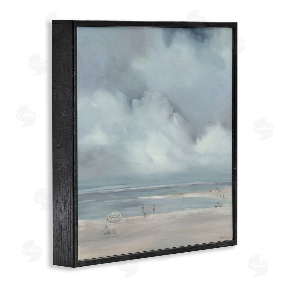 Liz Jardine Foggy Beach Landscape Black Framed Glicee Wall Art Print