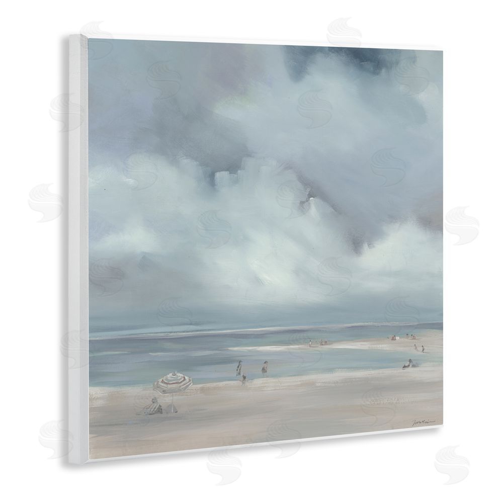 Liz Jardine Foggy Beach Landscape Wooden Wall Plaque Art Print
