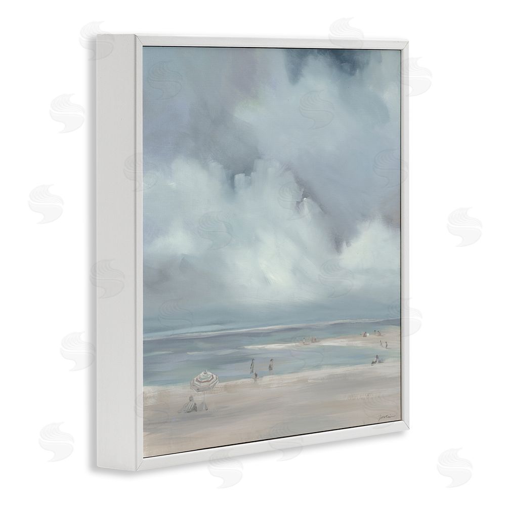 Liz Jardine Foggy Beach Landscape White Framed Glicee Wall Art Print