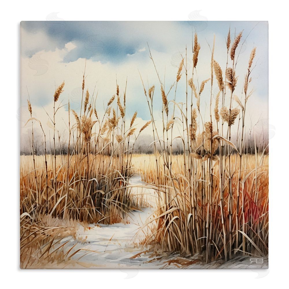 RB Looming Beach Reeds Stretched Canvas Wall Art Print