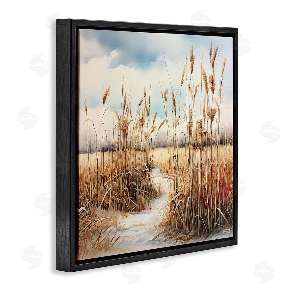 RB Looming Beach Reeds Black Floating Frame Canvas Wall Art Print