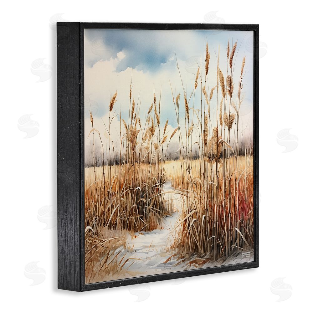 RB Looming Beach Reeds Black Framed Glicee Wall Art Print