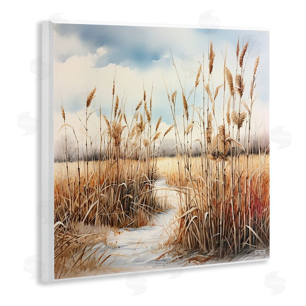 RB Looming Beach Reeds Wooden Wall Plaque Art Print