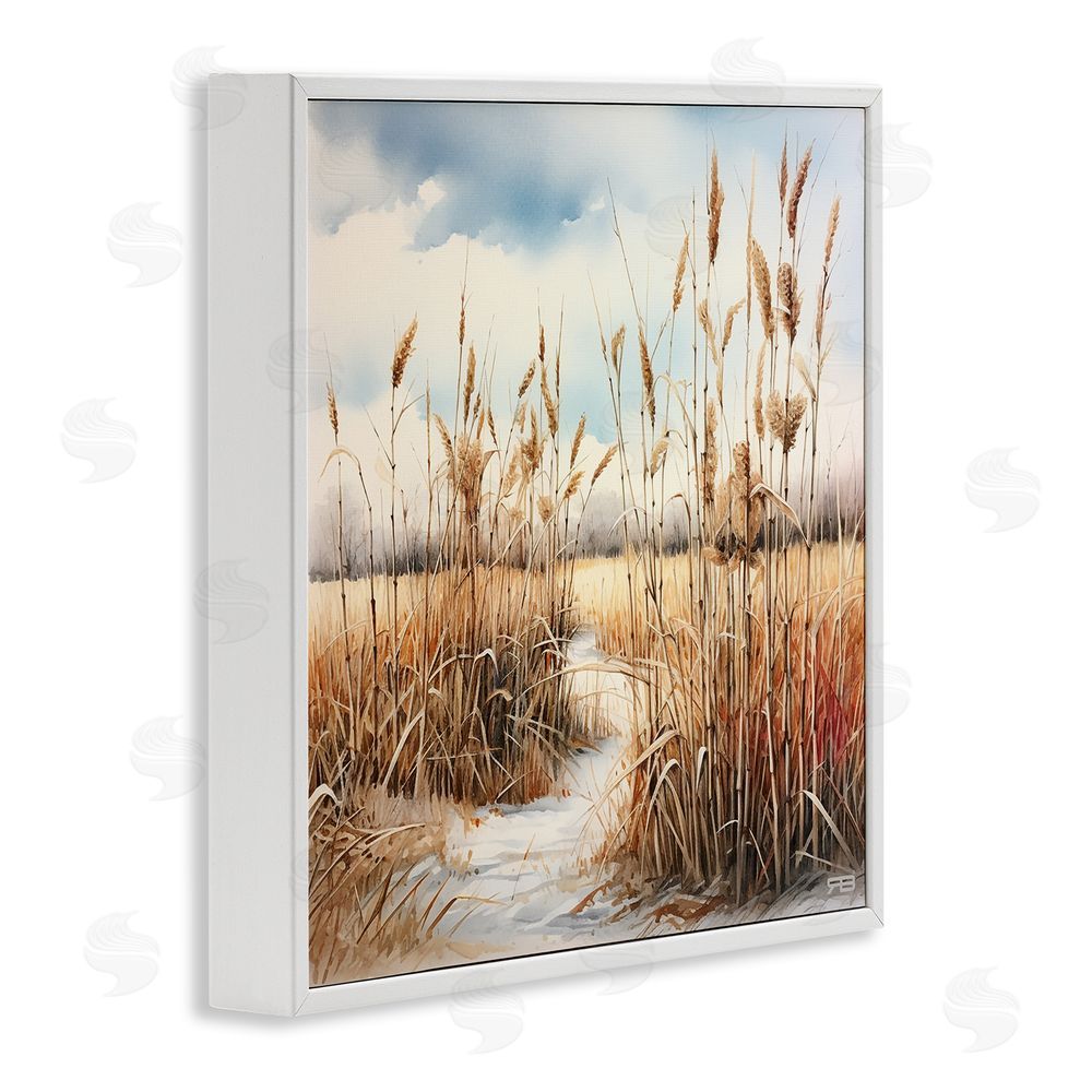 RB Looming Beach Reeds White Framed Glicee Wall Art Print
