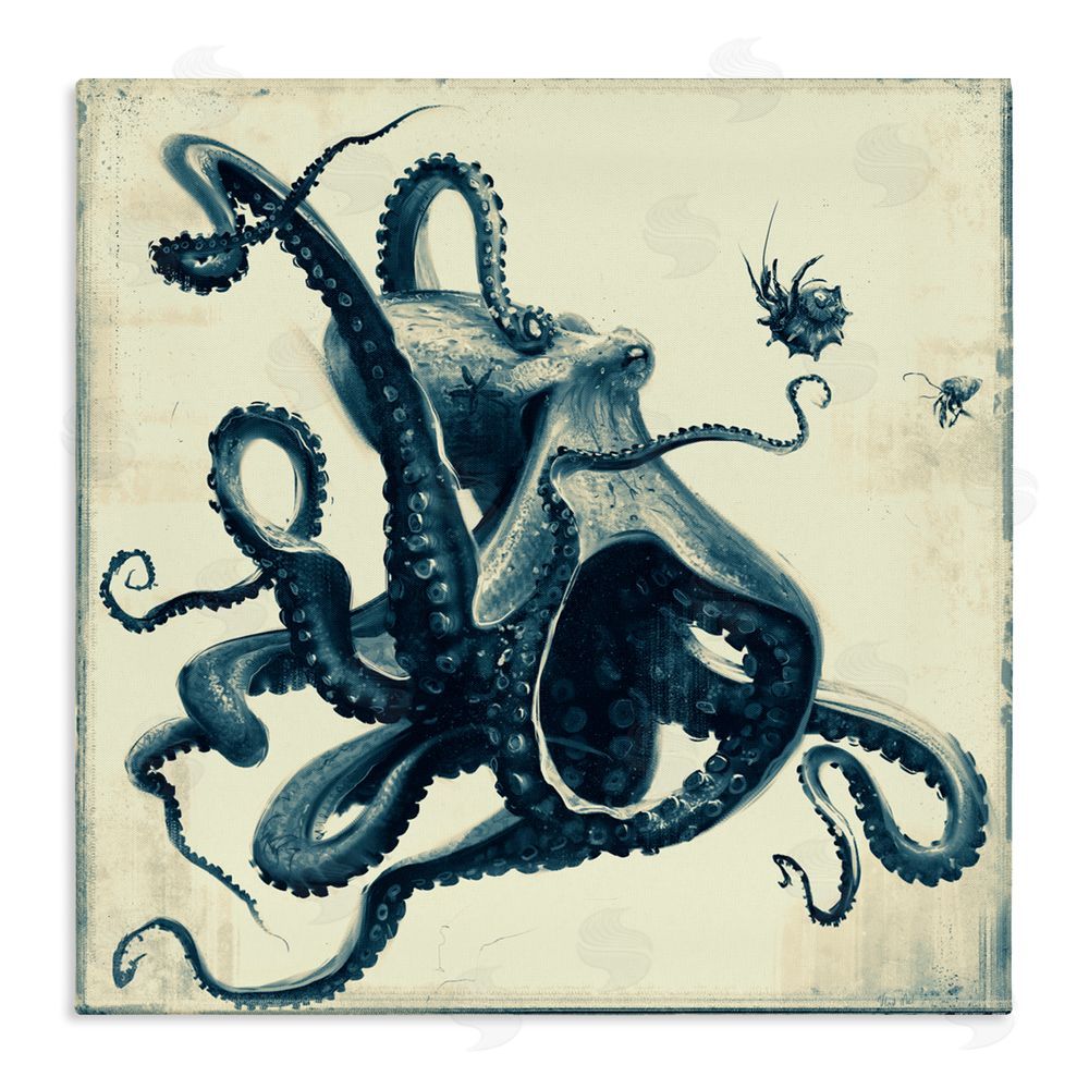 Vlad Mel Vintage Maritime Octopus Stretched Canvas Wall Art Print