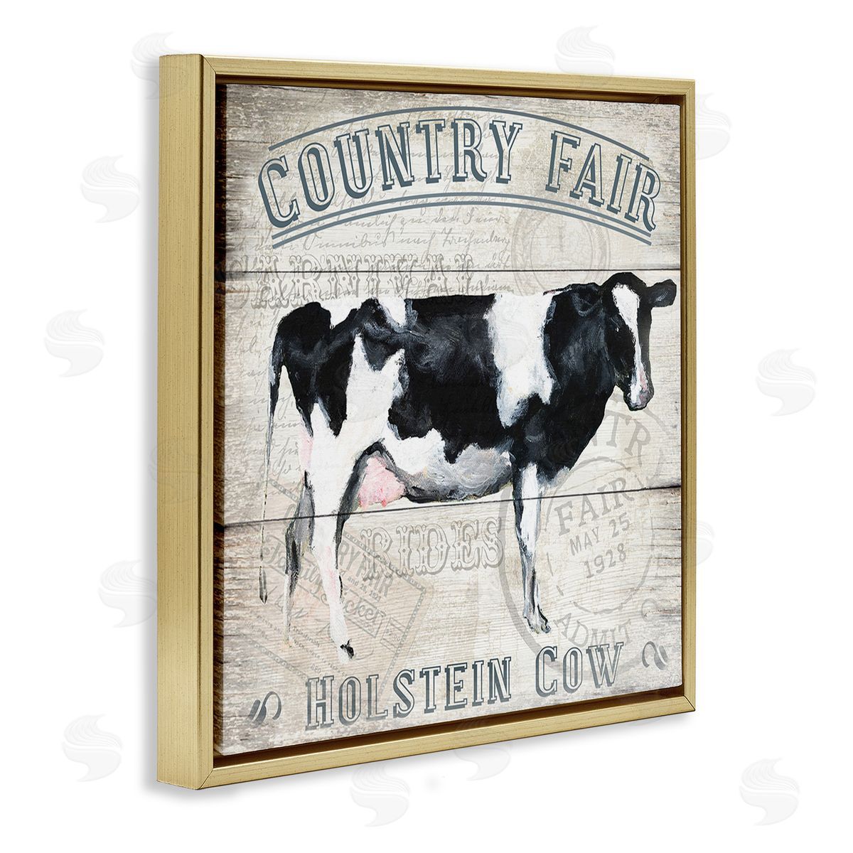 Vintage Country Fair Gold Floating Frame Canvas Wall Art, Home Decor by Gail Fraser
