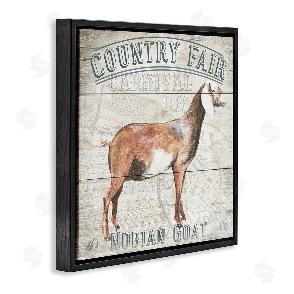 Gail Fraser Country Fair Goat Black Floating Frame Canvas Wall Art Print