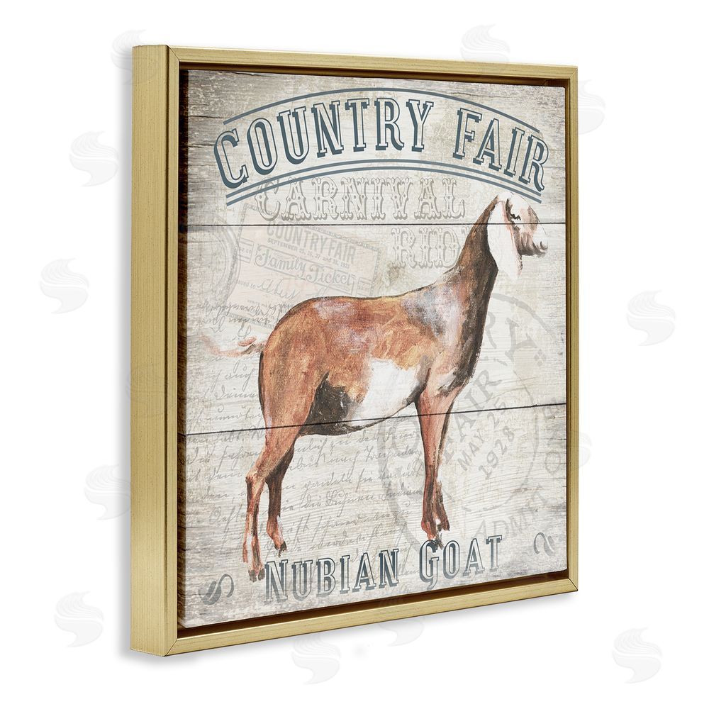 Gail Fraser Country Fair Goat Gold Floating Frame Canvas Wall Art Print