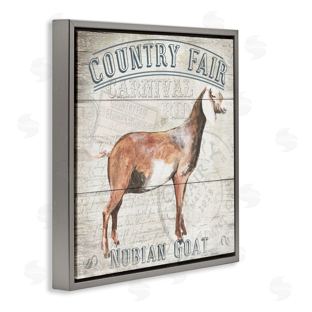 Gail Fraser Country Fair Goat Gray Floating Frame Canvas Wall Art Print