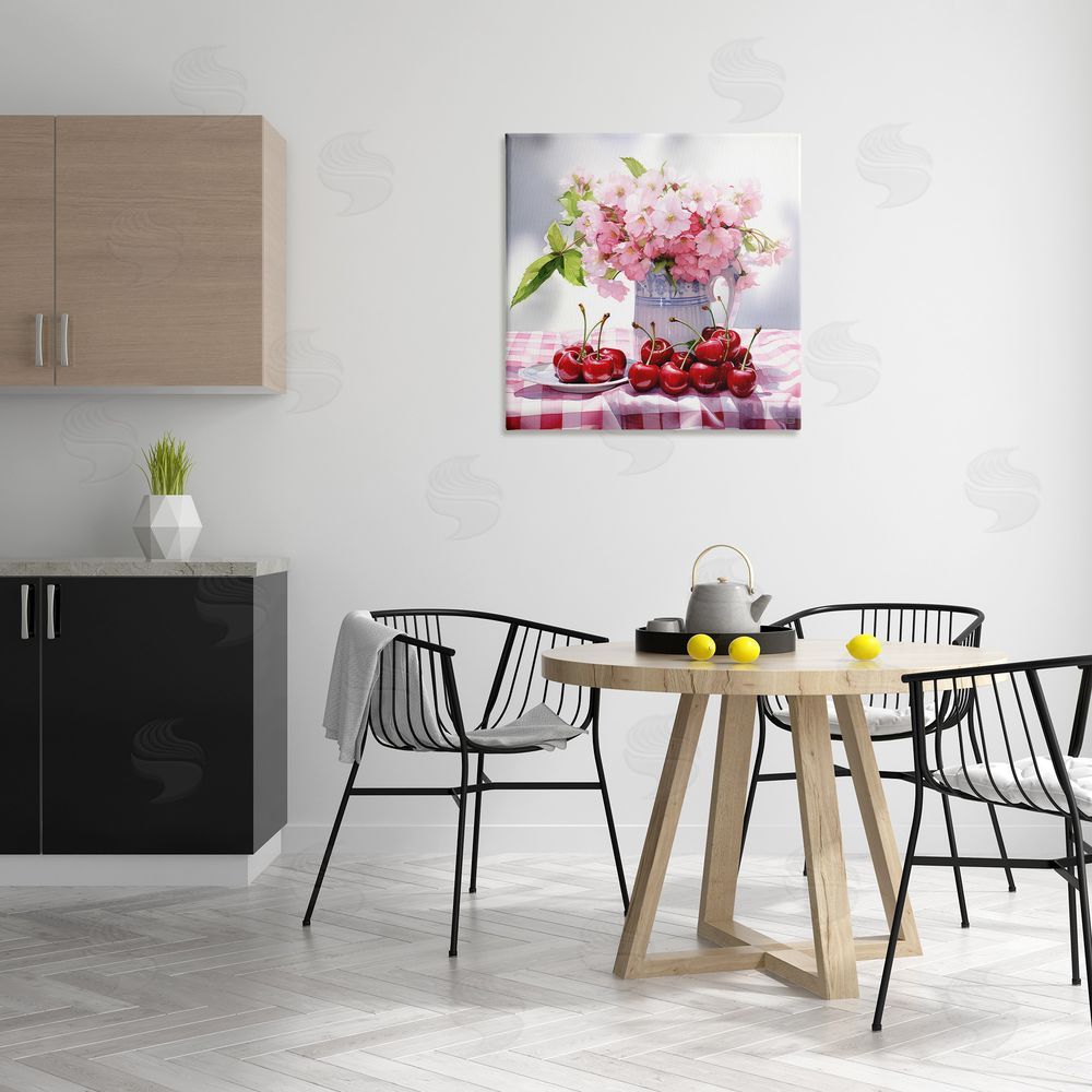 RB Cherries & Blossoms Bouquet Canvas Wall Art in Room