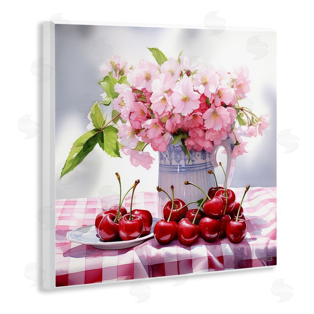 RB Cherries & Blossoms Bouquet Wooden Wall Plaque Art Print