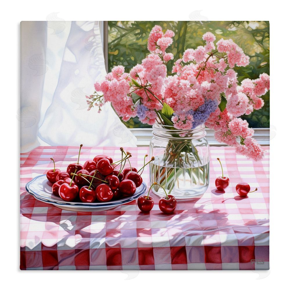 RB Cherry Blossoms & Fruits Stretched Canvas Wall Art Print
