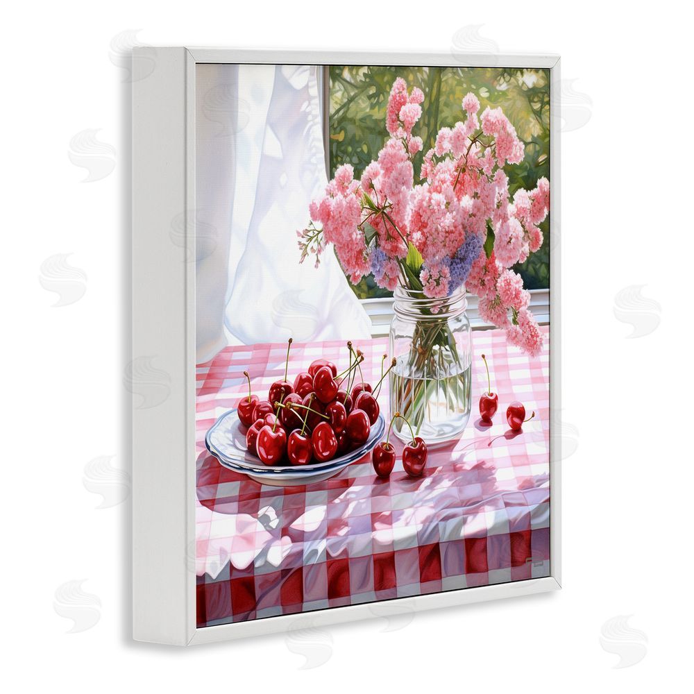 RB Cherry Blossoms & Fruits White Framed Glicee Wall Art Print