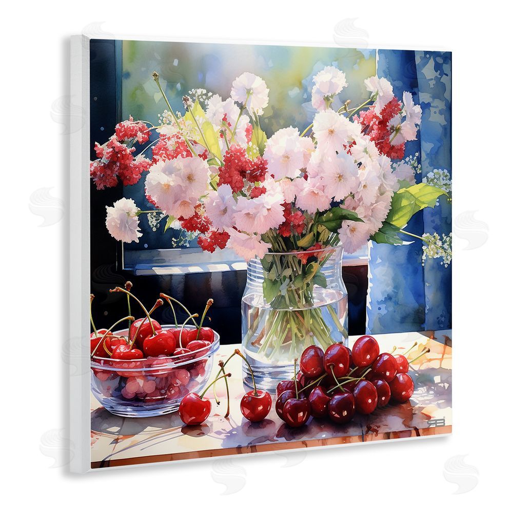 RB Summer Blossoms & Cherries Wooden Wall Plaque Art Print