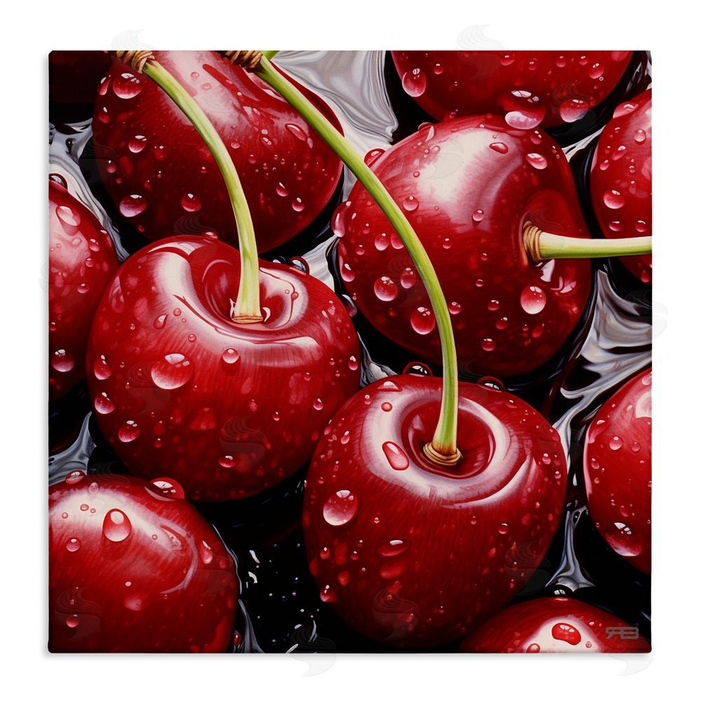 RB Juicy Summer Cherries Stretched Canvas Wall Art Print