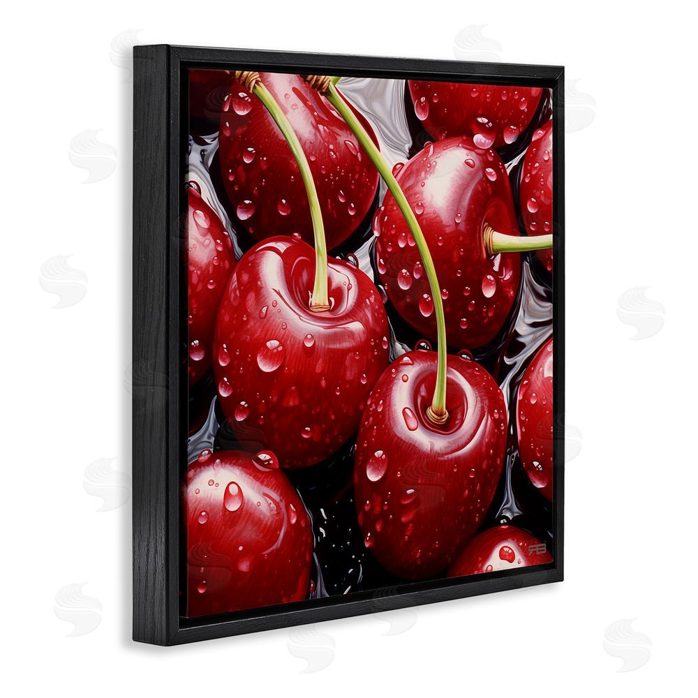 RB Juicy Summer Cherries Black Floating Frame Canvas Wall Art Print