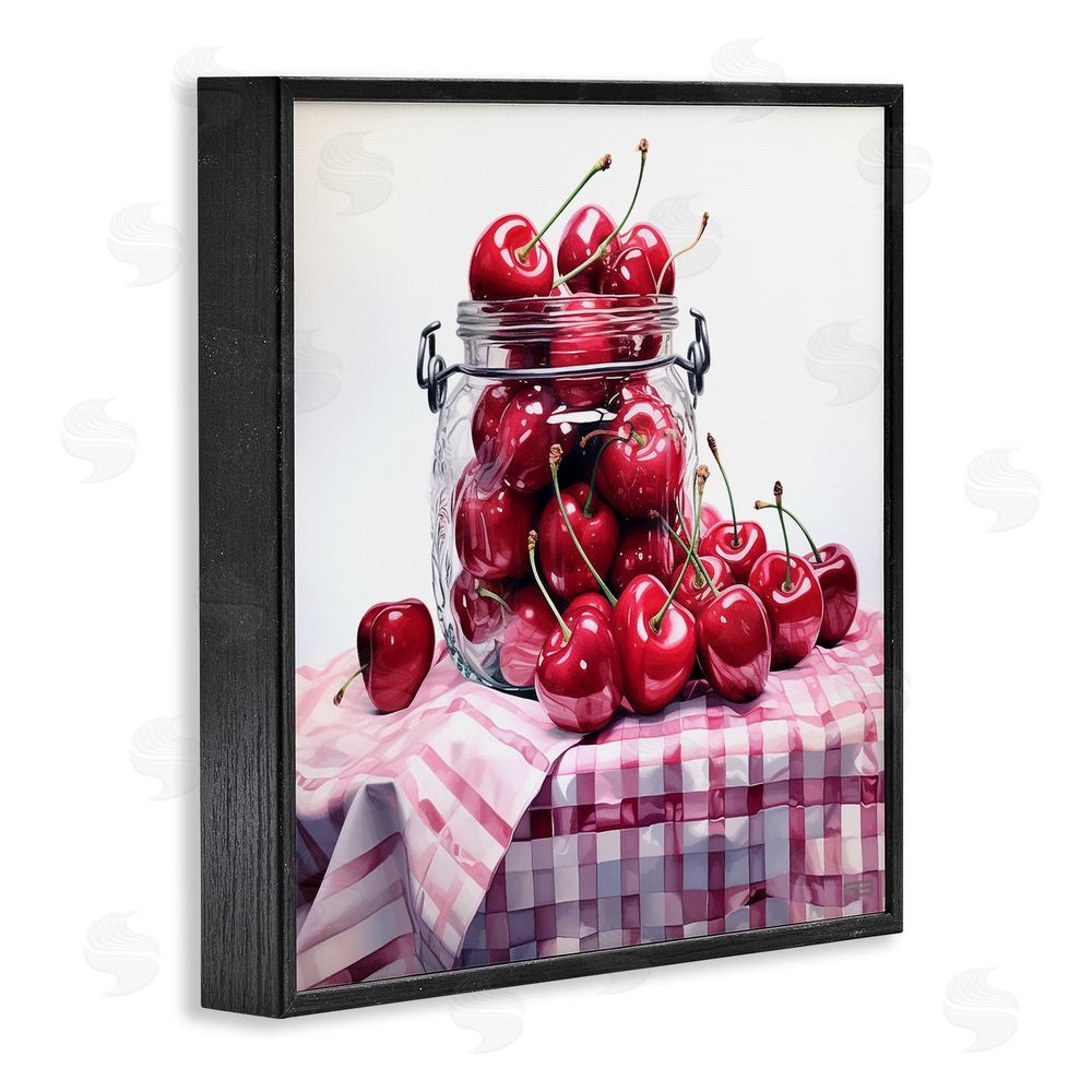 RB Cherries in Country Jar Black Framed Glicee Wall Art Print