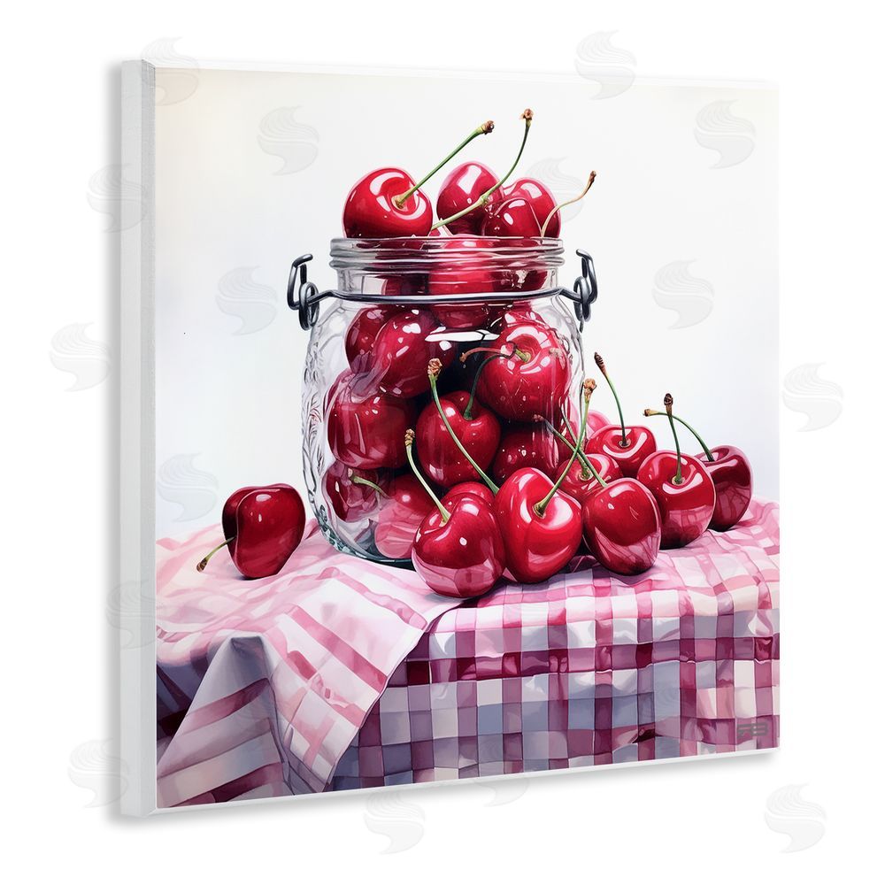 RB Cherries in Country Jar Wooden Wall Plaque Art Print