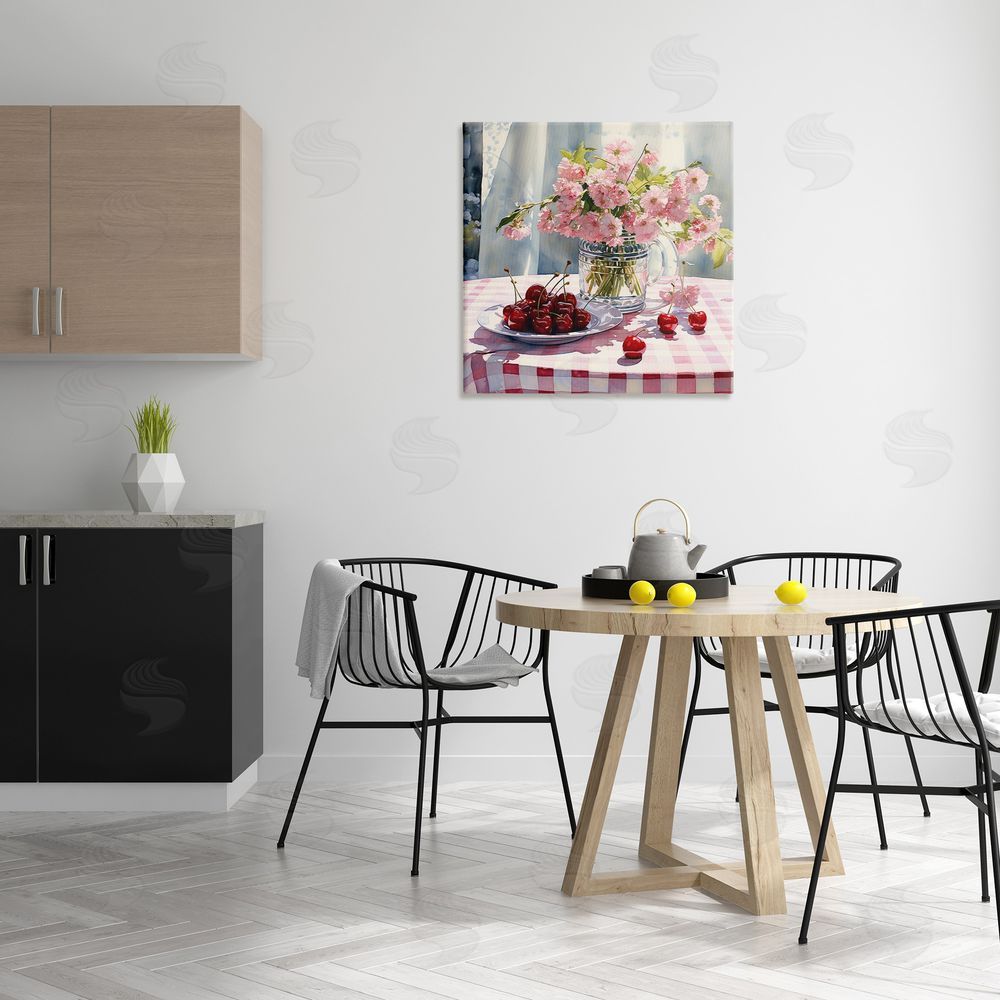 RB Spring Still Life on Plaid Canvas Wall Art in Room