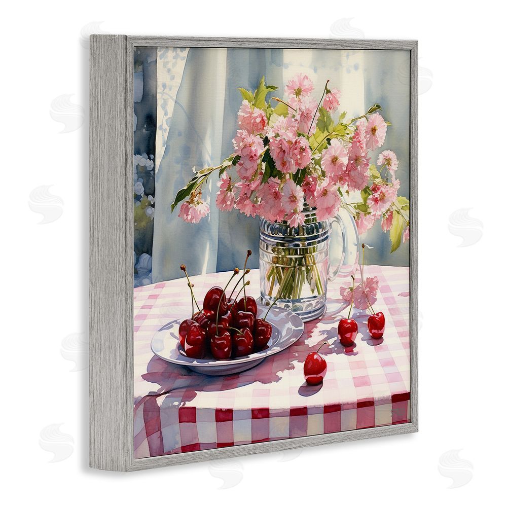 RB Spring Still Life on Plaid Gray Framed Glicee Wall Art Print