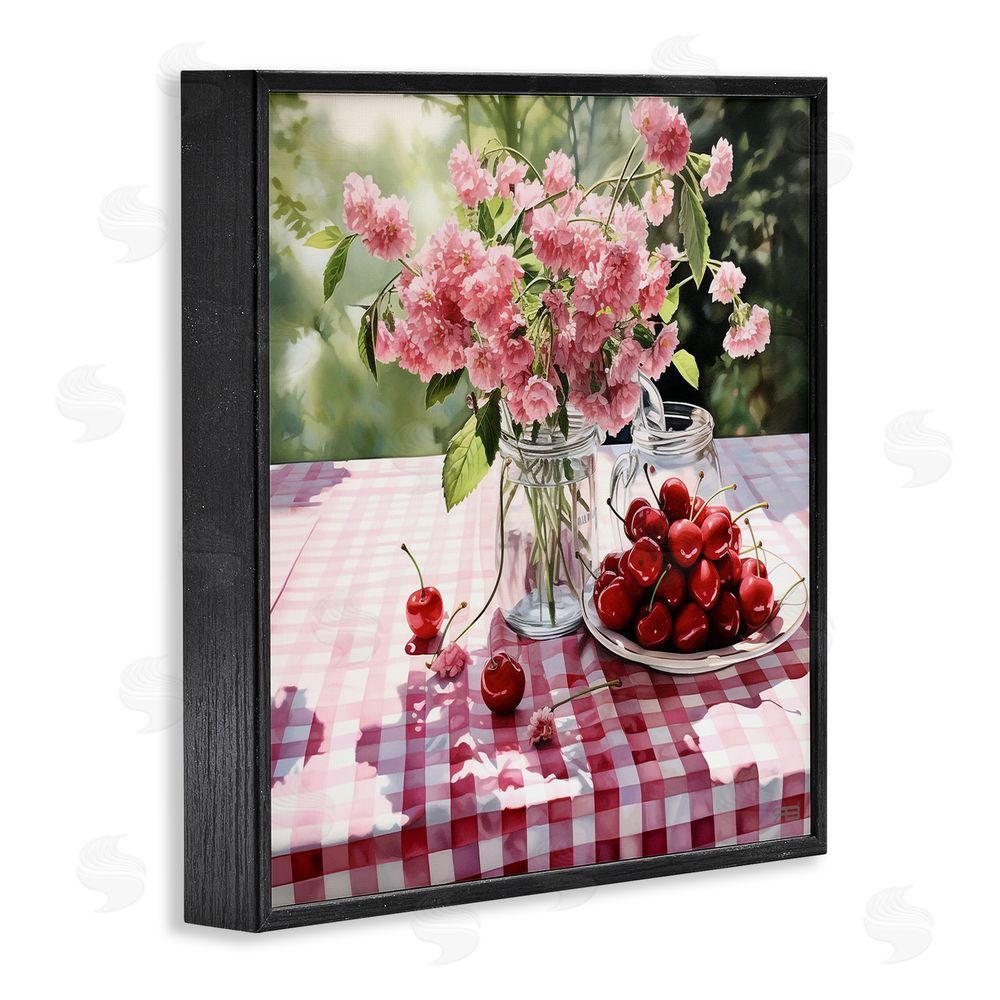RB Spring Snacks on Plaid Black Framed Glicee Wall Art Print