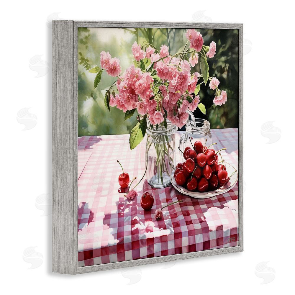 RB Spring Snacks on Plaid Gray Framed Glicee Wall Art Print