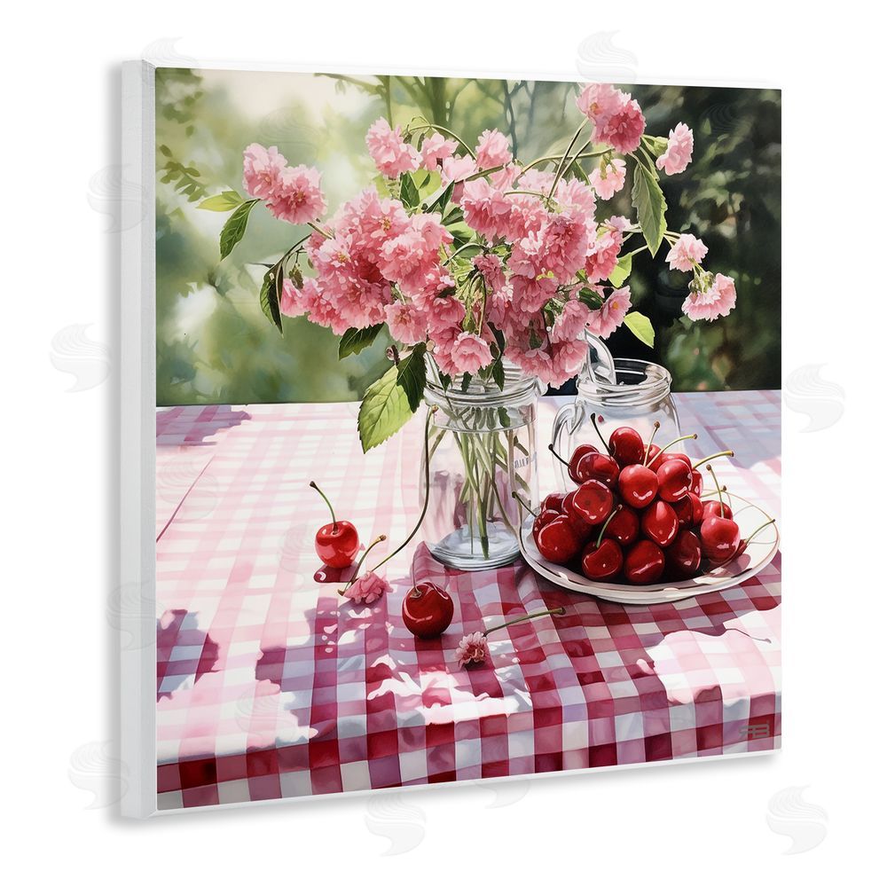 RB Spring Snacks on Plaid Wooden Wall Plaque Art Print