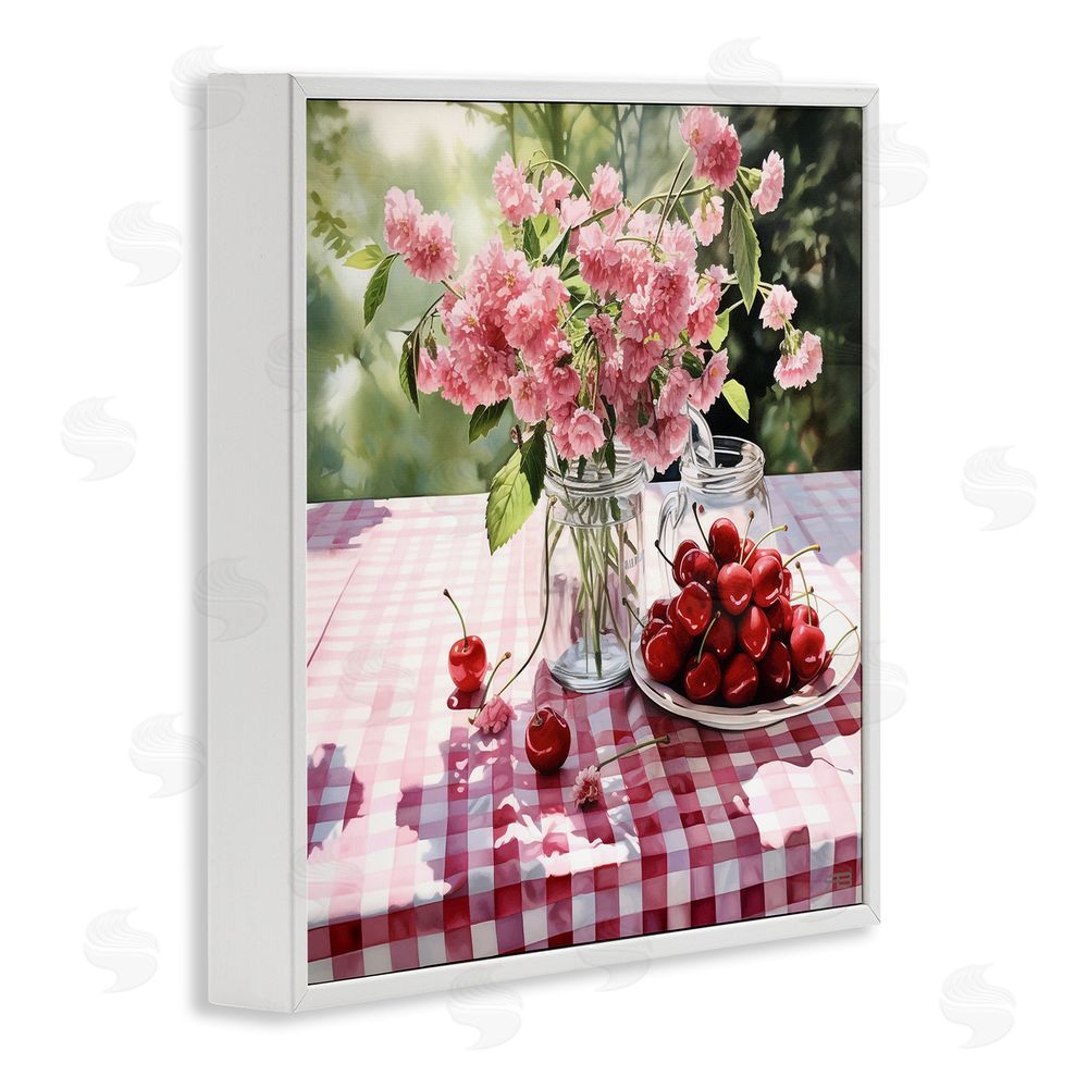 RB Spring Snacks on Plaid White Framed Glicee Wall Art Print