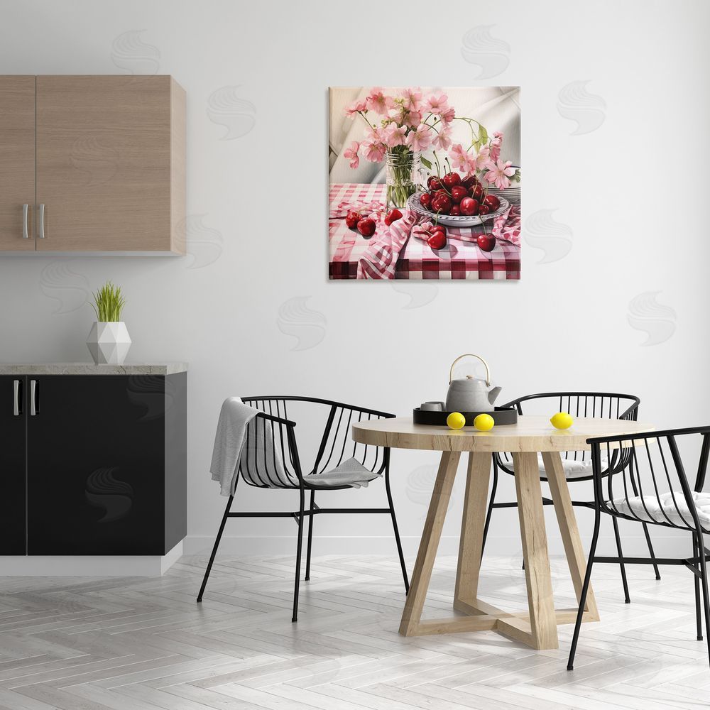 RB Summer Cherries & Florals Canvas Wall Art in Room