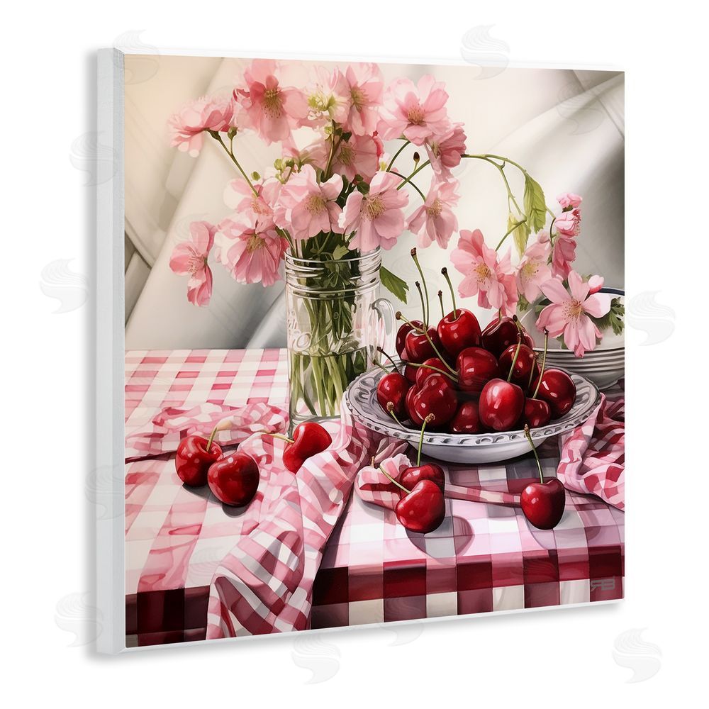 RB Summer Cherries & Florals Wooden Wall Plaque Art Print