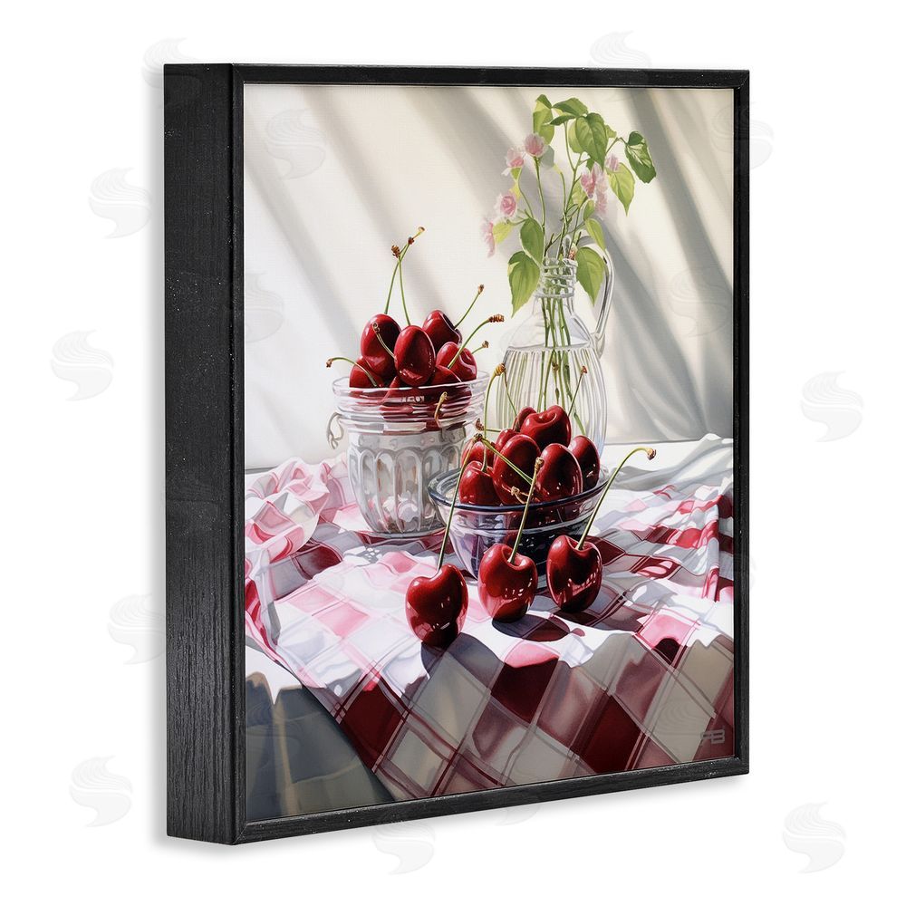 RB Cherries & Botanicals Black Framed Glicee Wall Art Print