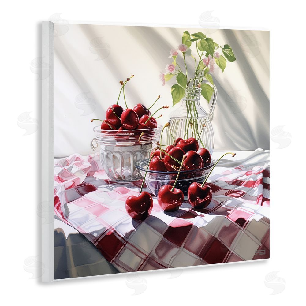 RB Cherries & Botanicals Wooden Wall Plaque Art Print