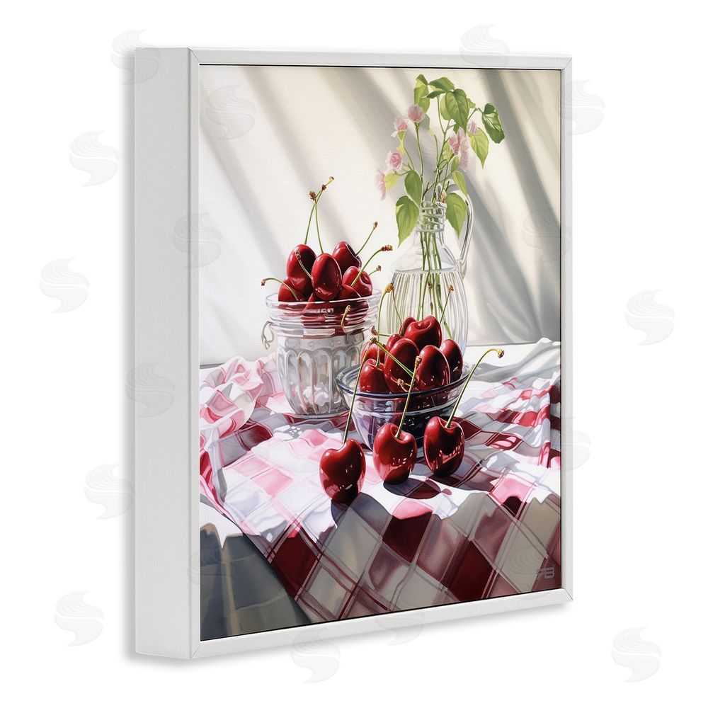 RB Cherries & Botanicals White Framed Glicee Wall Art Print