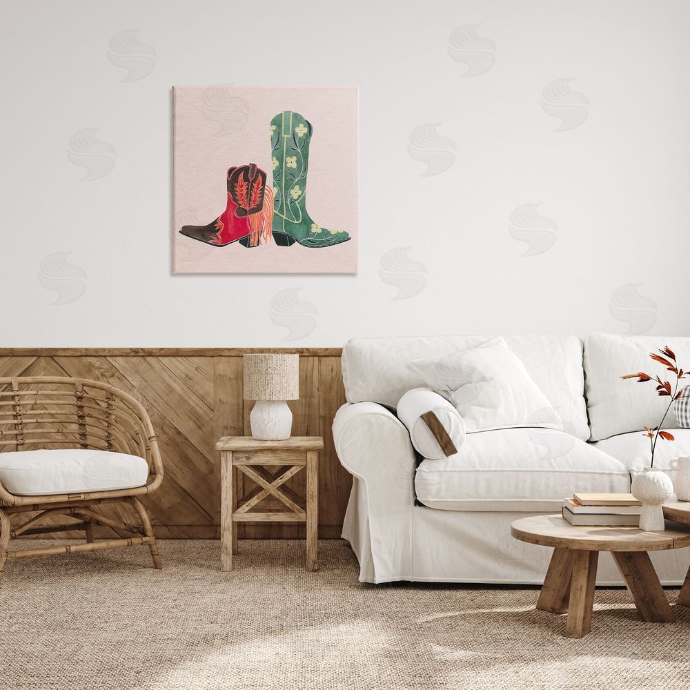 Grace Popp Patterned Cowgirl Boots Canvas Wall Art in Room