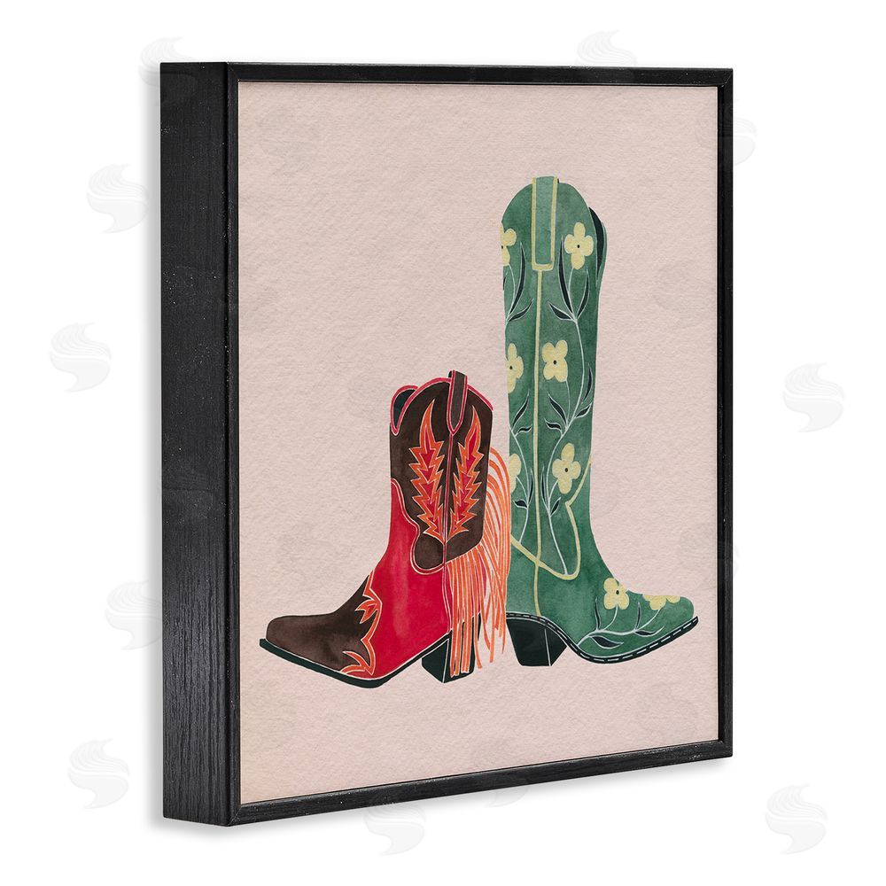 Grace Popp Patterned Cowgirl Boots Black Framed Glicee Wall Art Print