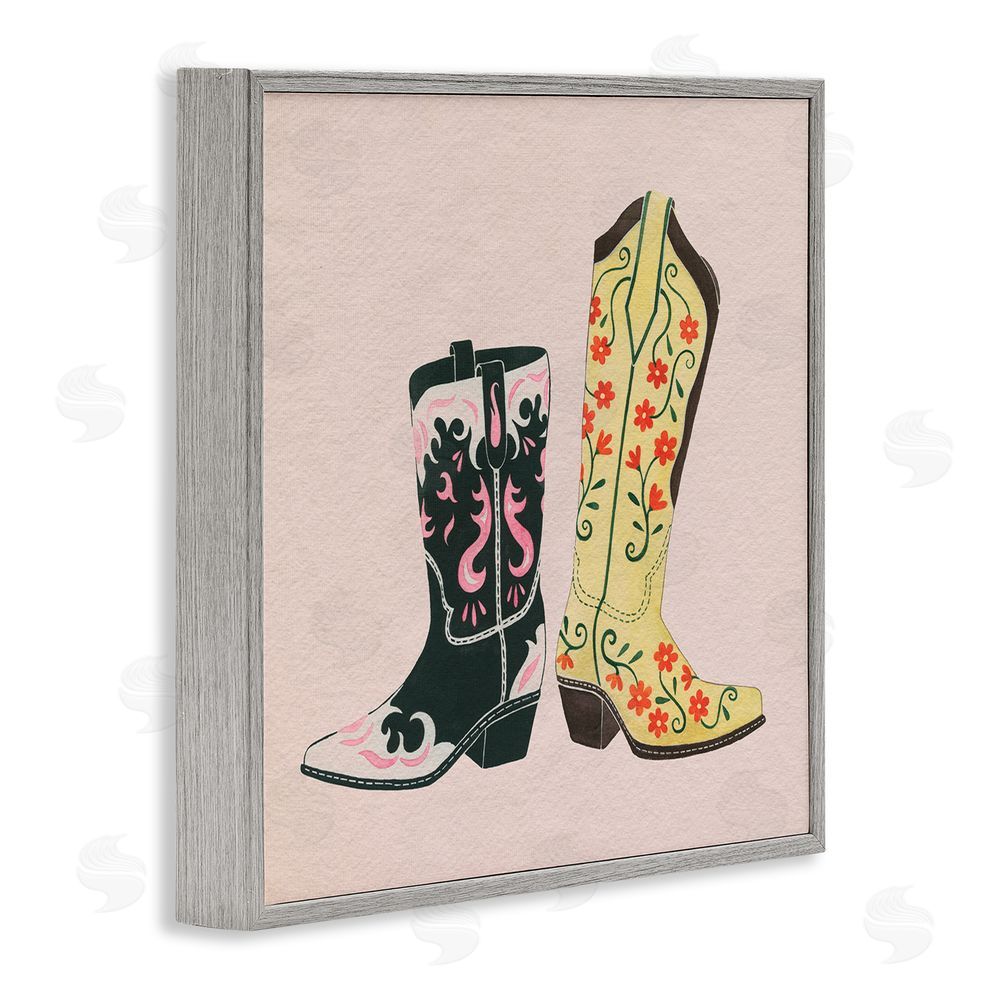 Grace Popp Patterned Equestrian Boots Gray Framed Glicee Wall Art Print