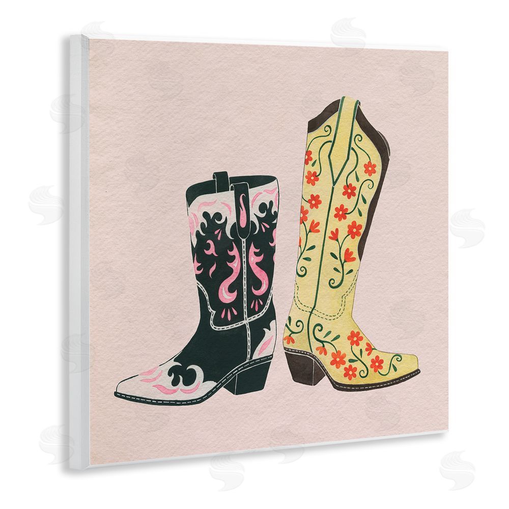 Grace Popp Patterned Equestrian Boots Wooden Wall Plaque Art Print