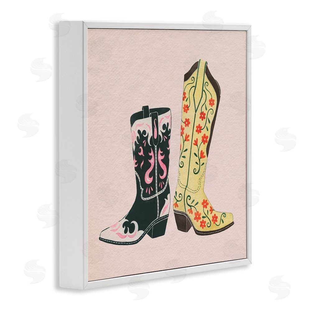 Grace Popp Patterned Equestrian Boots White Framed Glicee Wall Art Print
